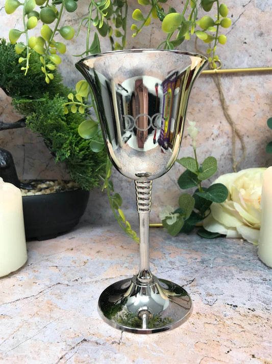 Silver Effect Triple Moon Goddess Goblet Chalice Wiccan Altar Decoration Pagan Ritual