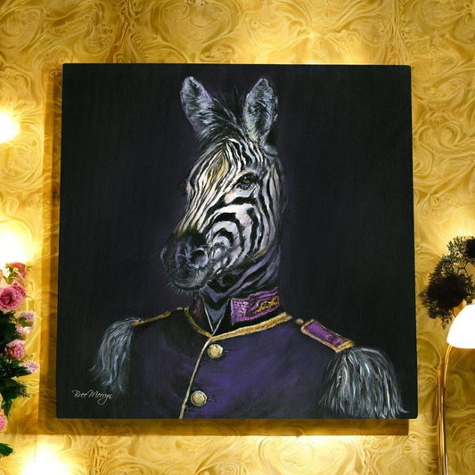 DAPPER ZEBEDEE Ceramic Art Tile by Bree Merryn - Animal Wall Decor - Zebra Portrait - Ready to Hang - 20 x 20 cm-Osiris Craftworks