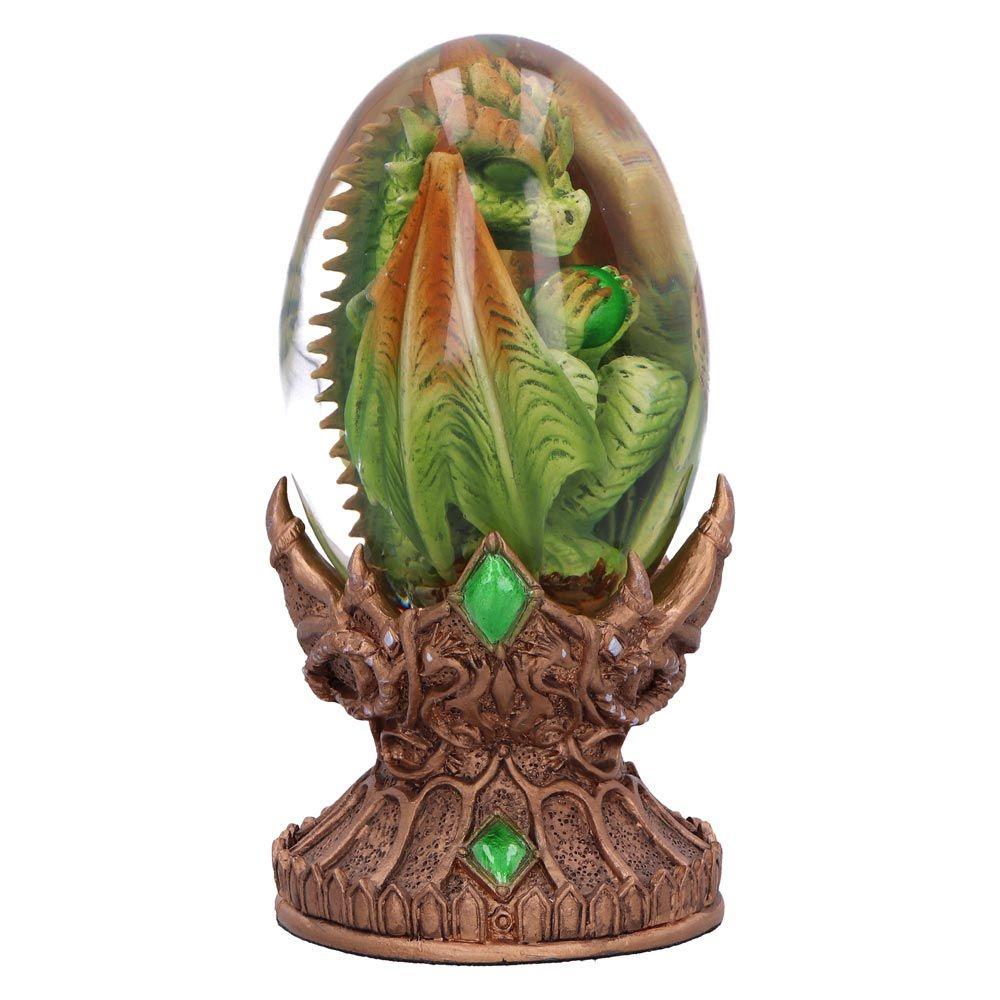 Earth Baby Dragon Egg Figurine - Fantasy Resin Statue Gothic Home Decor 12cm
