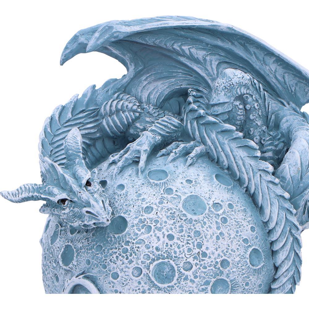 Lunar Moon Planet Fantasy Dragon Statue Gothic Celestial Figurine Mystical Art