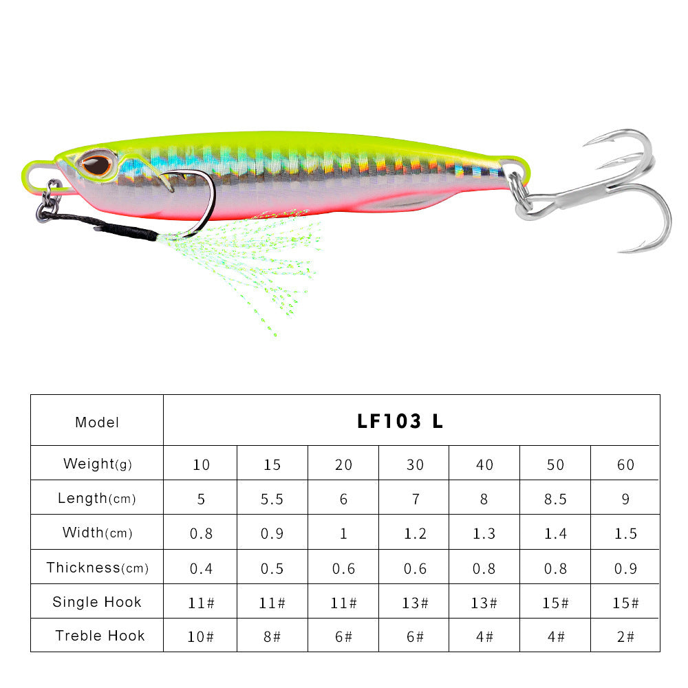 Luya Bait Submerged Tossing Lure Iron Plate Luminous Fish Lead With Treble Hook