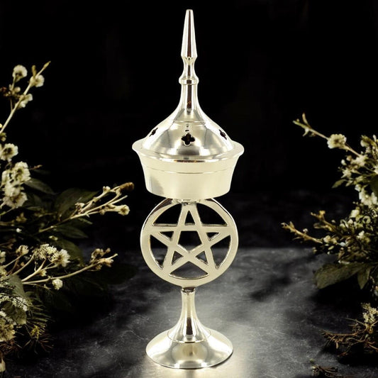 Pentagram Metal Incense Burner for Wiccan, Pagan, and Witchcraft Rituals - Spiritual Altar Décor