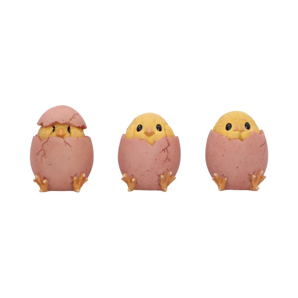 Adorable Spring Chick Set Three Wise Chickens Figurines Easter Novelty Gift Boxed