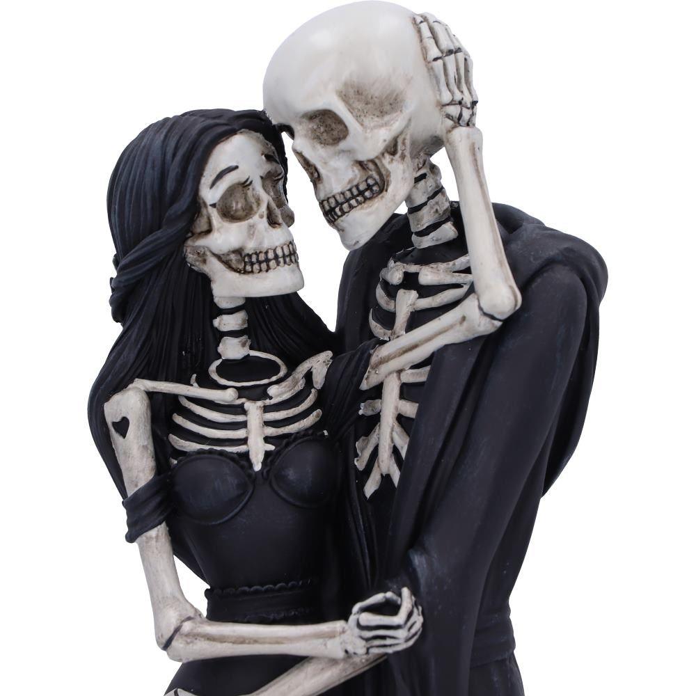 Skeleton Hug Figurine 24cm - Gothic Resin Lovers Statue - Romantic Skeleton Couple Gift