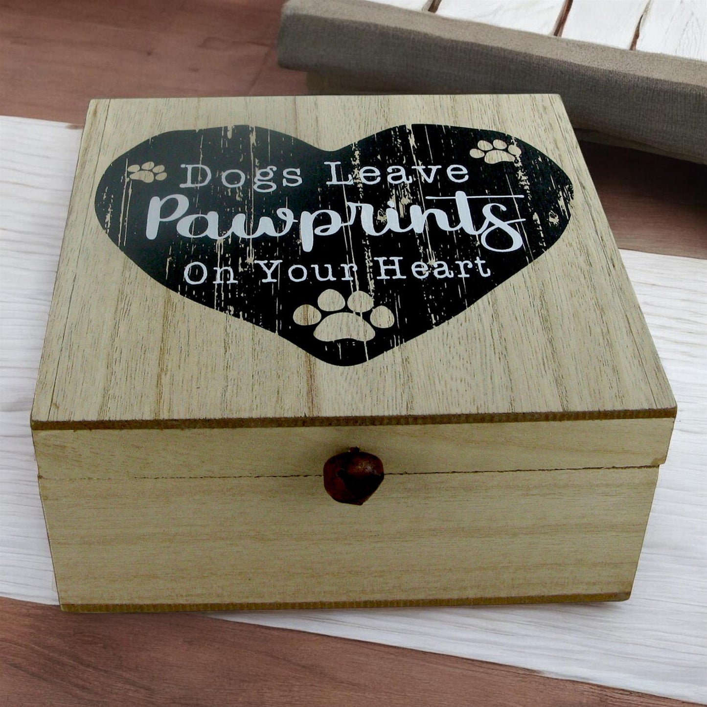 Dogs Leave Pawprints Wooden Pet Memory Box - Sentimental Keepsake for Dog Lovers