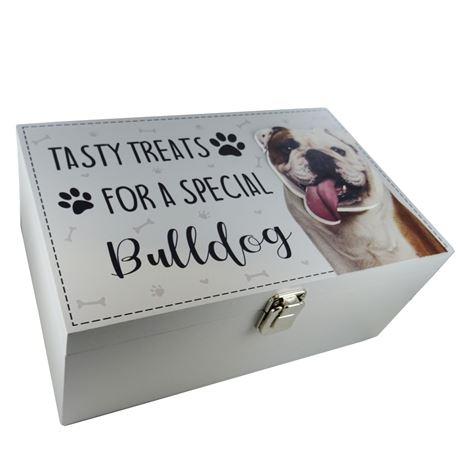 Tasty Treats Bulldog Wooden Storage Box – Perfect for Dog Lovers and Pet Gifts