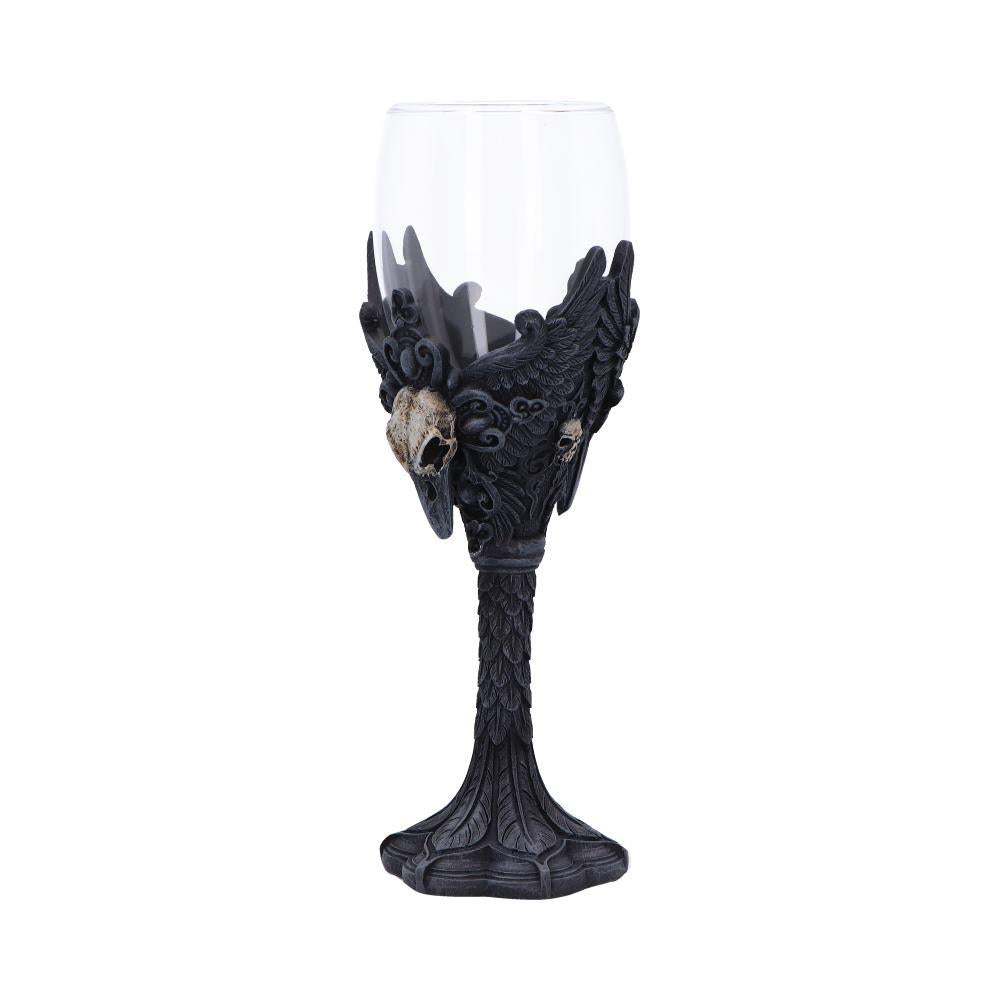 Fantasy Gothic Raven Chalice Goblet Skull Wing Design Drinkware Halloween Gift