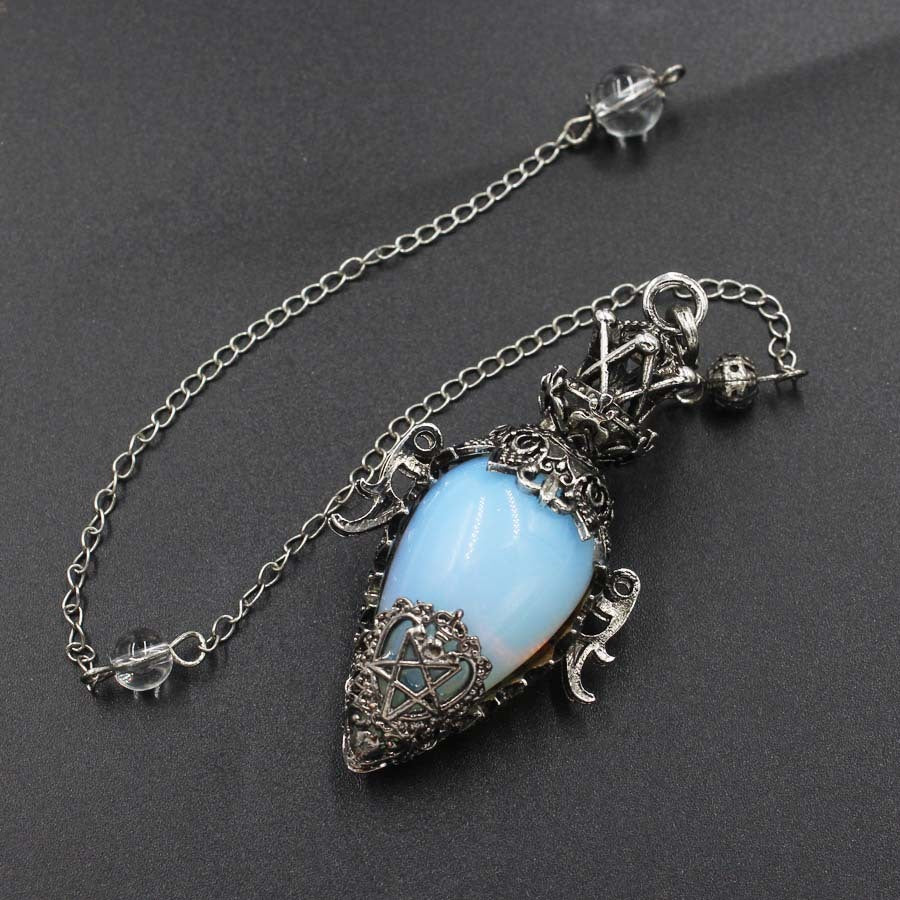 Ancient Silver Bottle Egg-shaped Crystal Pendulum Pendant Necklace