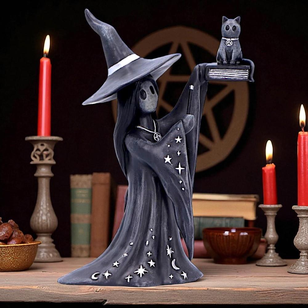 Little Souls Shimmer Witch Figurine Cat Spell book Gothic Altar Wiccan Art  Decor