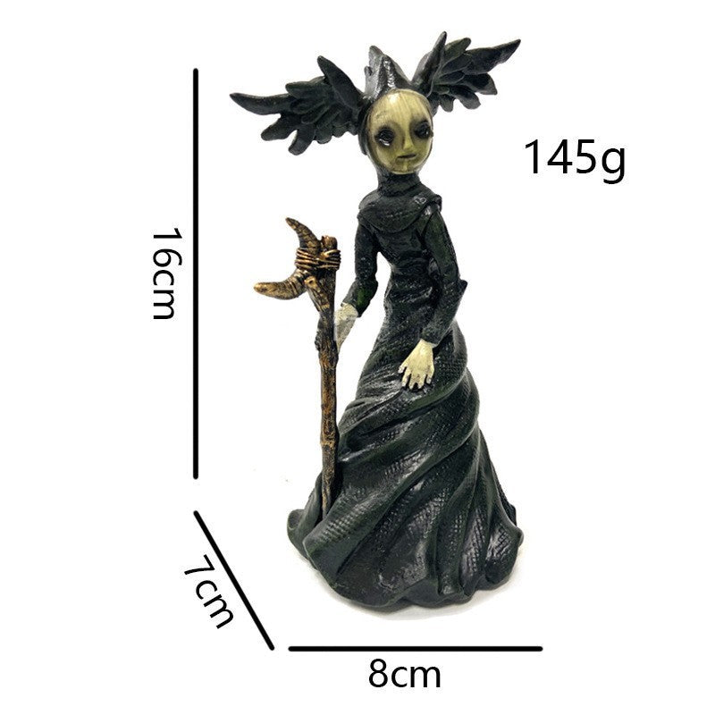 Halloween Witch Figurine Statue Resin Creepy Witch Sculptures Garden