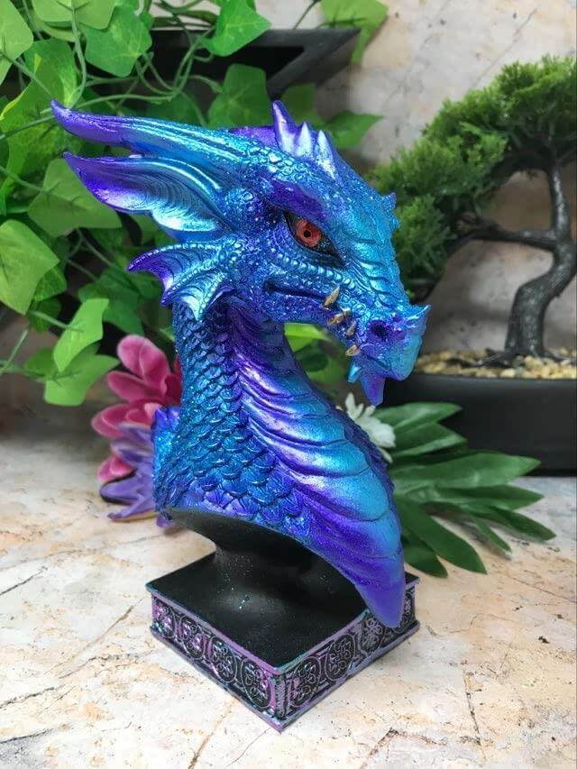 Blue Dragon Guardian on Stand Sculpture Statue Ornament Dragons Collection 16.5 cm