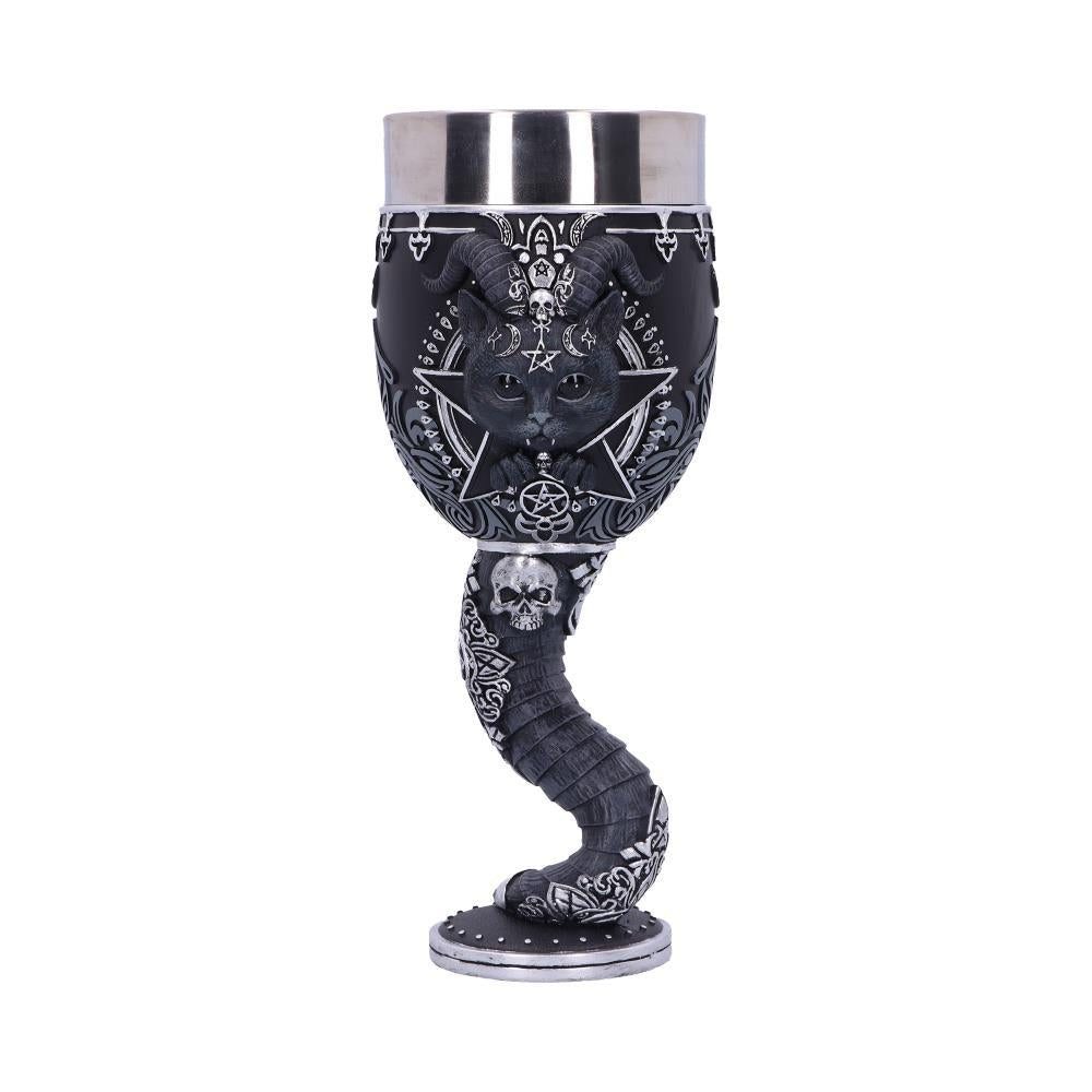 Pawzuph Occult Goblet Gothic Cat Chalice Pentagram Cup Pagan Altar Drinkware