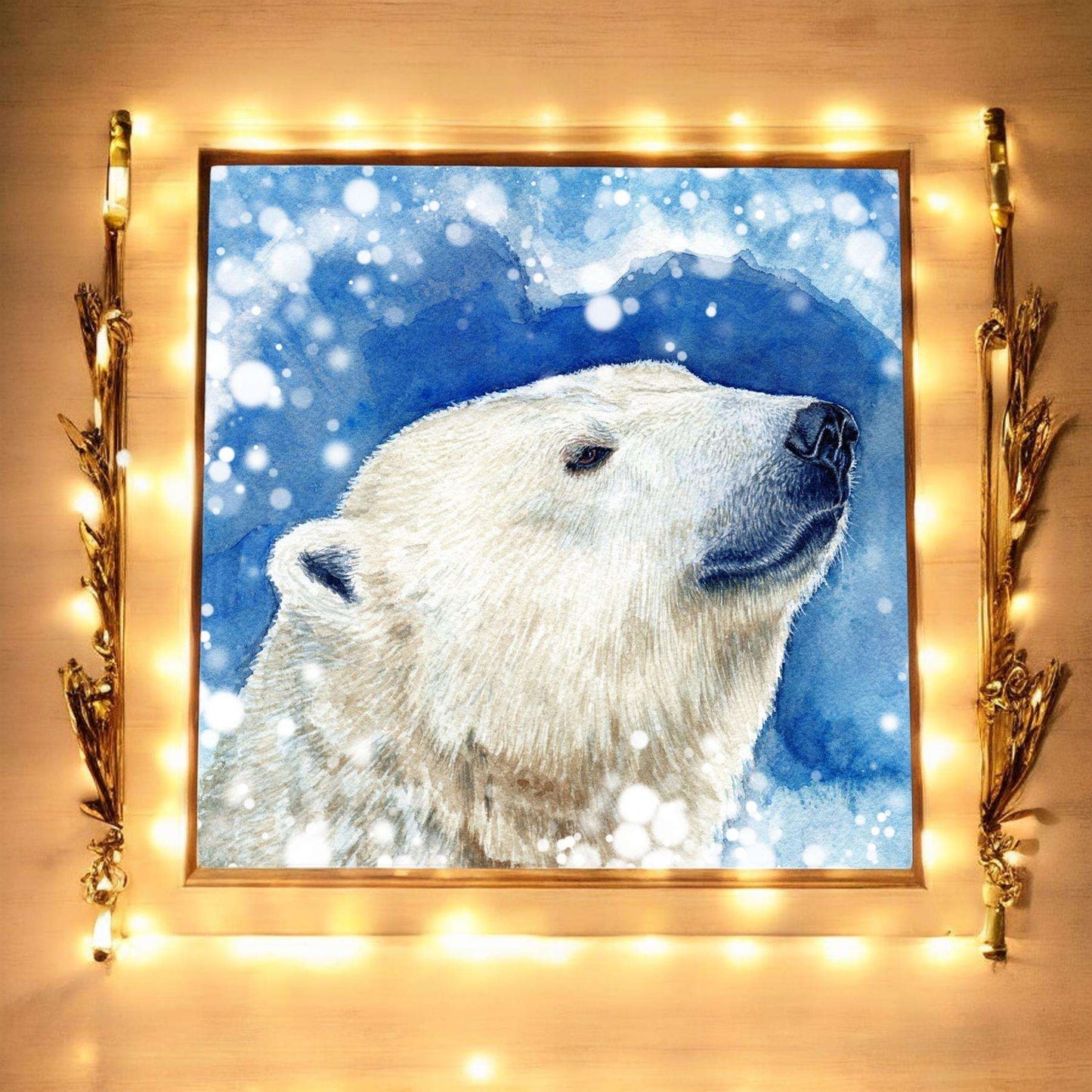 Winter's Polar Bear Art Tile by S. Jones – 20x20cm Decor