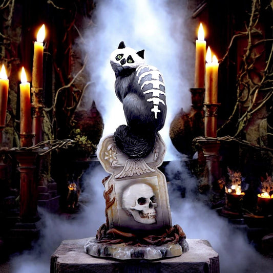 Gothic Skull Cat Ornament by Martin Hanford – 15cm Collectible Gothic Figurine
