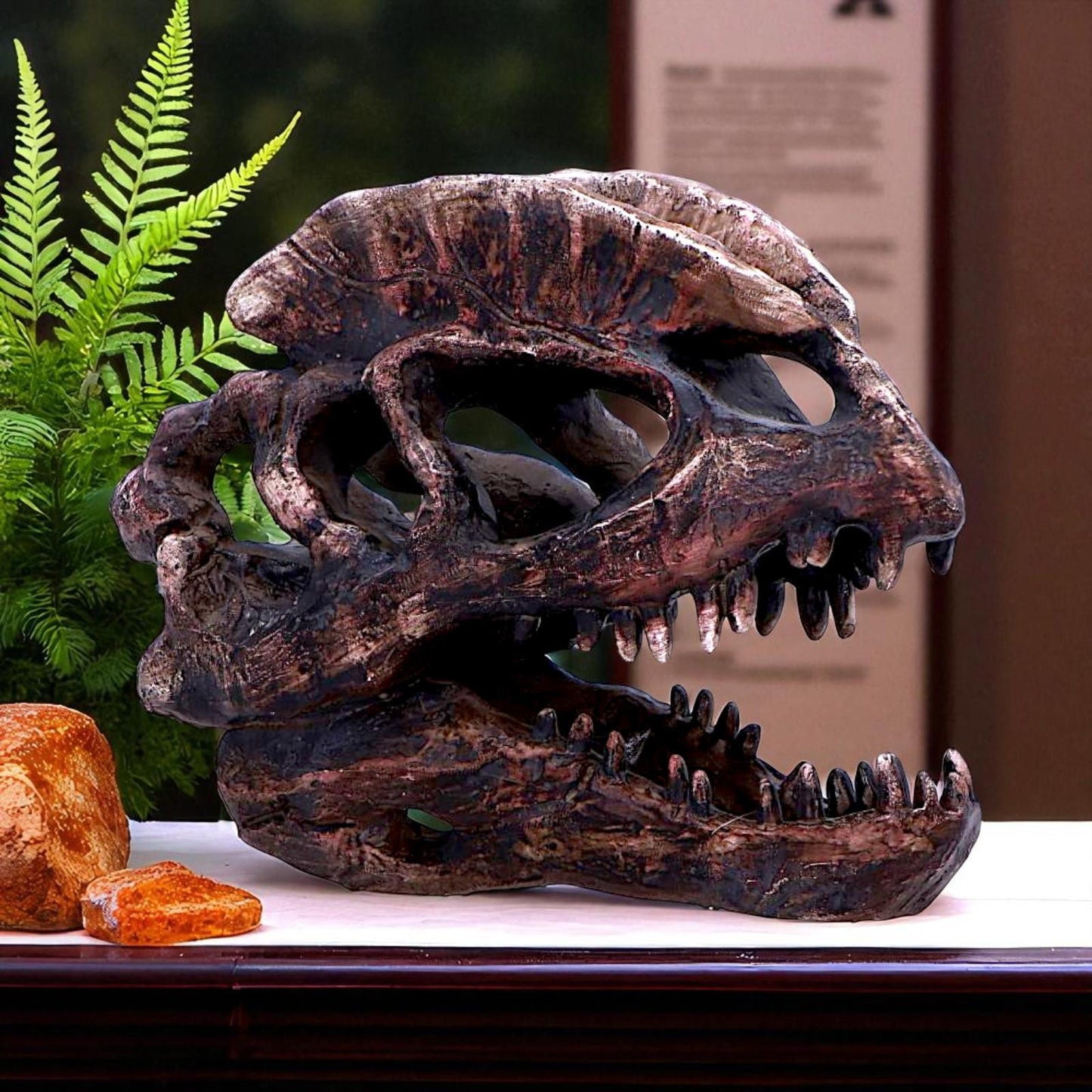 Dilophosaurus Dinosaur Skull Replica Realistic Resin Fossil Model Jurassic Fossil