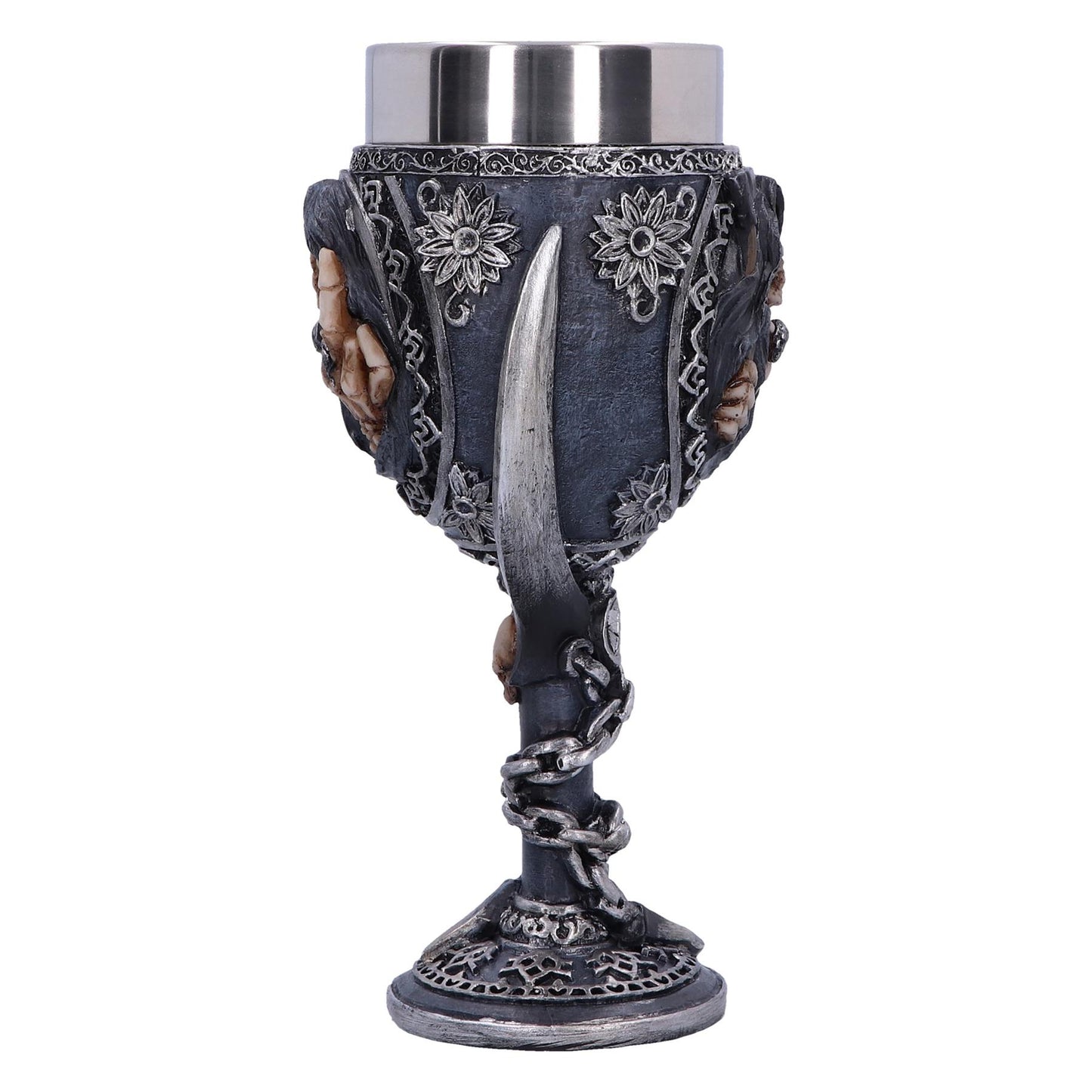 Reaper Skeleton Goblet Gothic Chalice with Stainless Steel Insert Skull Horror