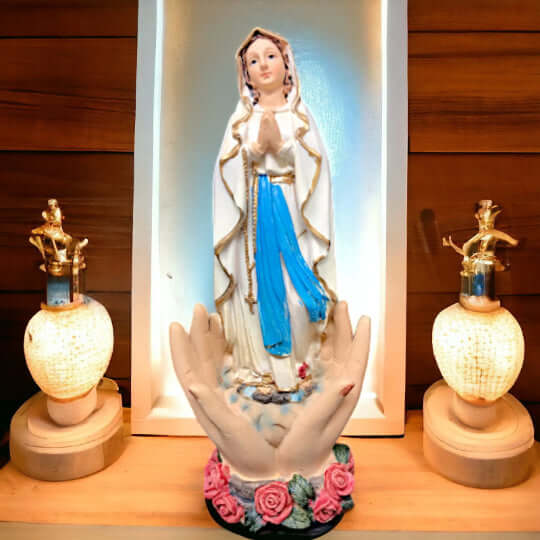 Blessed Virgin Mary Our Lady of Lourdes Statue Religious Ornament Sculpture for Home or Chapel