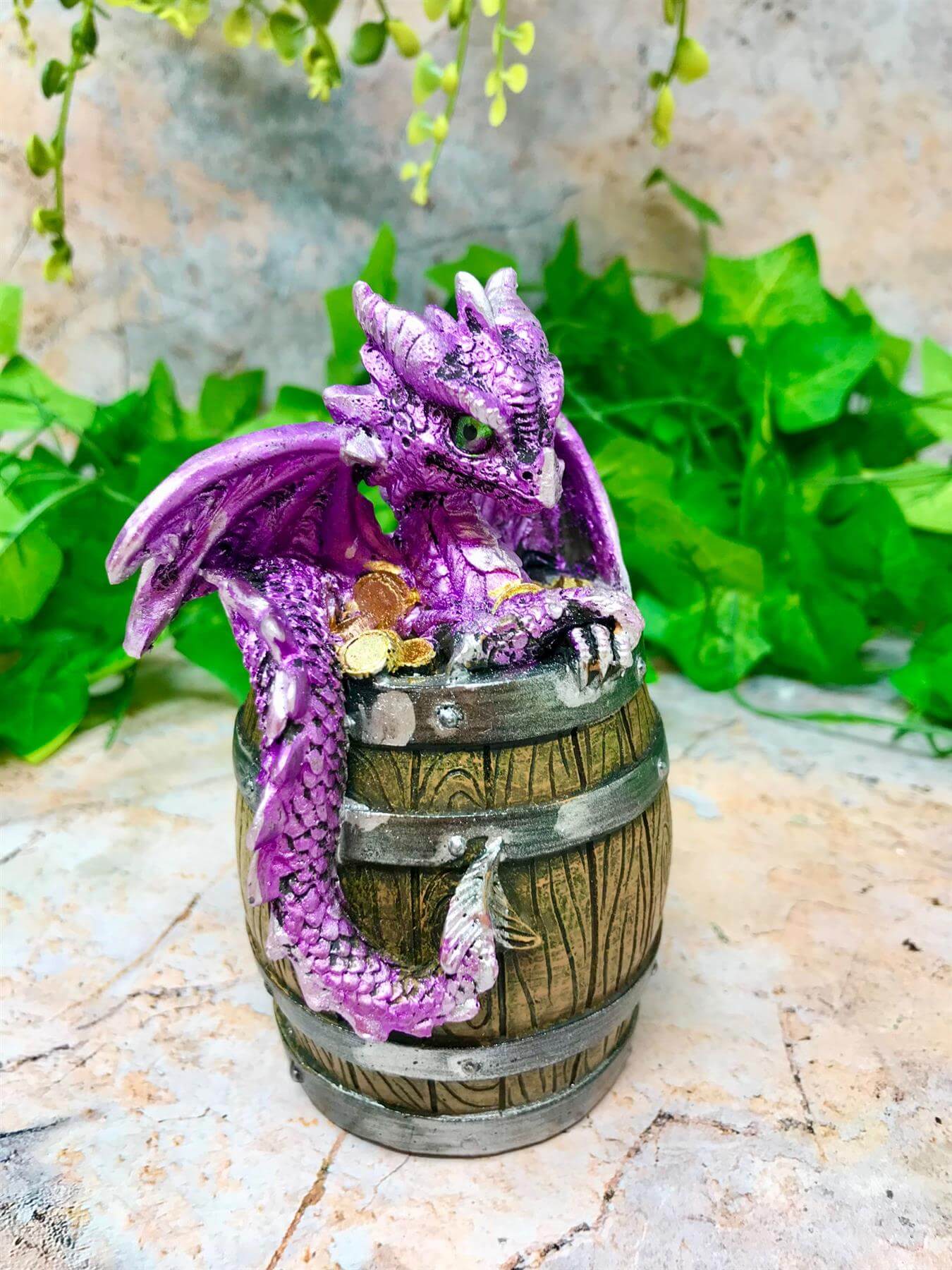 Purple Dragon Money Box, Whimsical Piggy Bank, Fantasy Dragon Ornament, Unique Savings Keeper, Magical Creature Decor, Home Fantasy Accent