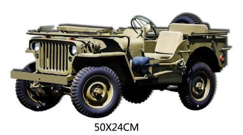 Vintage Military Jeep Metal Sign | 50cm x 24cm Wall Art | Classic Army Vehicle Decor