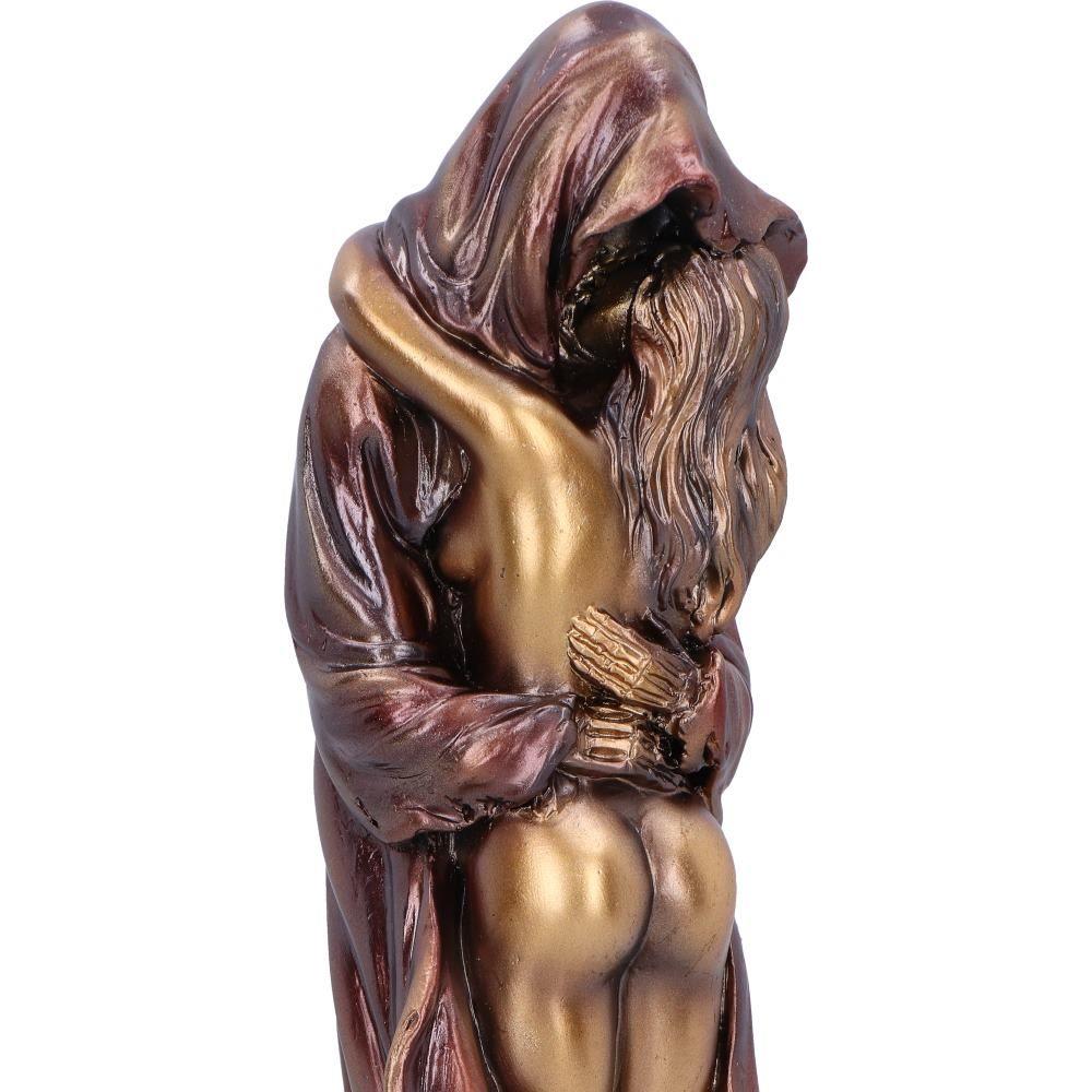 Metallic Reaper Hugging Woman Ornament Gothic Bronze Figurine 26cm Grim Reaper Statue