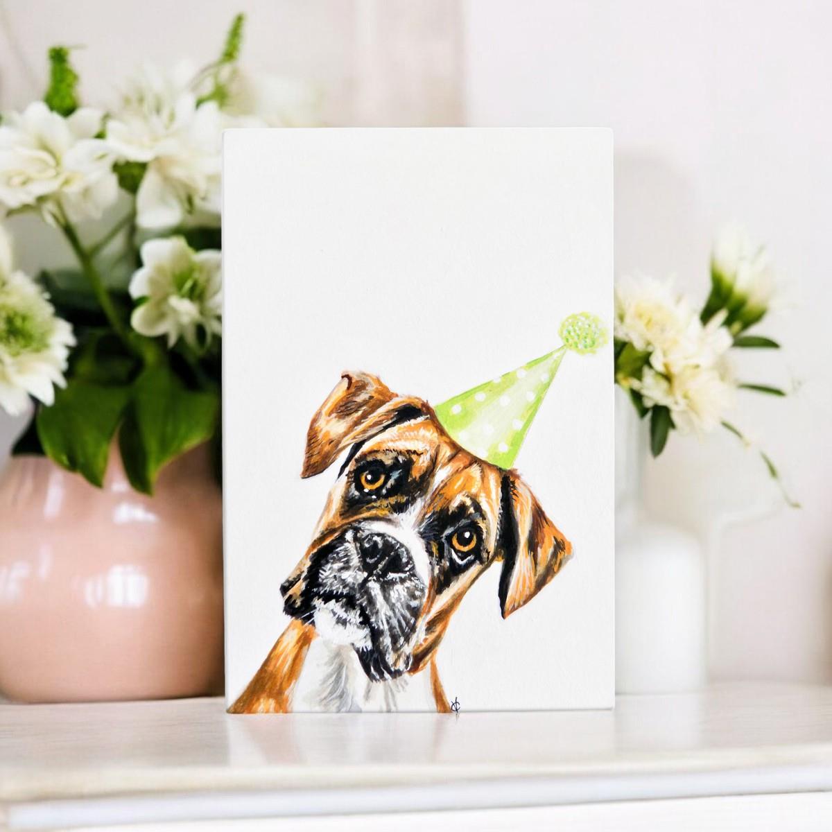 Party Boxer Ceramic Wall Art Tile by Victoria Coleman 20x30 cm – Dog Lover’s Decorative Artwork, Ready to Hang, Gift for Boxer Owners, Unique Home Décor-Osiris Craftworks