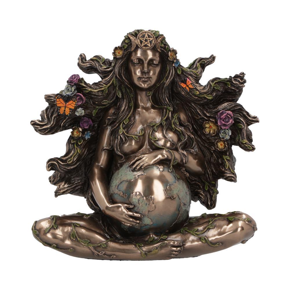 Gaea Mother Earth Goddess Bronze Figurine Pagan Wiccan Nature Spirit Statue