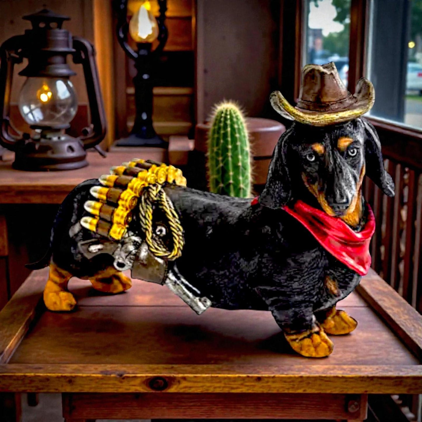 Deputy Dog Dachshund Ornament Cowboy Western Figurine Home Decor Gift