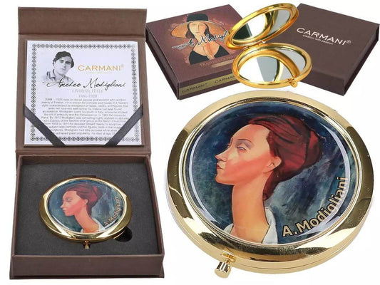 Elegant Amedeo Modigliani Compact Mirror - 7cm Art Lover's Gift in Luxury Box