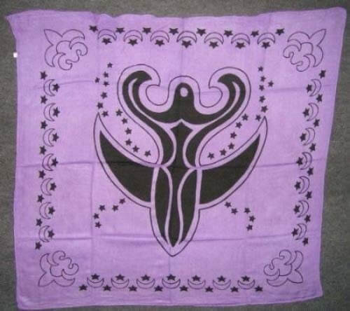 Lavender Moon Goddess Altar Cloth | Crescent Moon Design | Wiccan Pagan Wall Tapestry | Spiritual Rayon Table Cover Enchanting Sacred Space-Osiris Craftworks