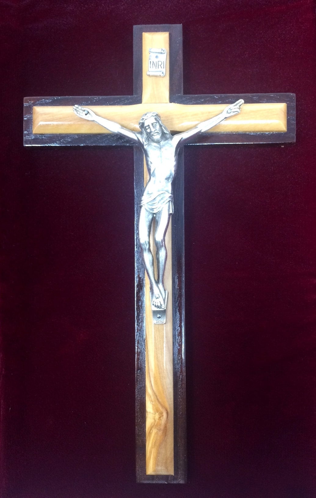 Elegant Handcrafted Wooden Cross with Brass Jesus Christ Corpus - Reverent Christian Wall Art-Osiris Craftworks