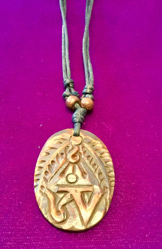 Hand Carved Tibetan Om Bone Pendant Necklace-Osiris Craftworks