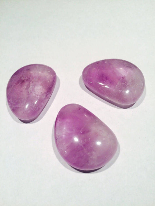 Set of 3 Beautiful Polished Amethyst Thumb Stone Crystal Reiki Healing Meditation