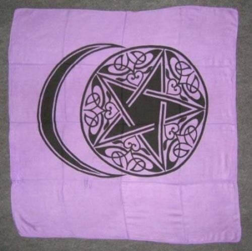 Wiccan Pentacle Altar Cloth | Crescent Moon Spiritual Tarot Spread Cover | Pagan Wall Tapestry | Sacred Symbol Rayon Mystical Tablecloth-Osiris Craftworks