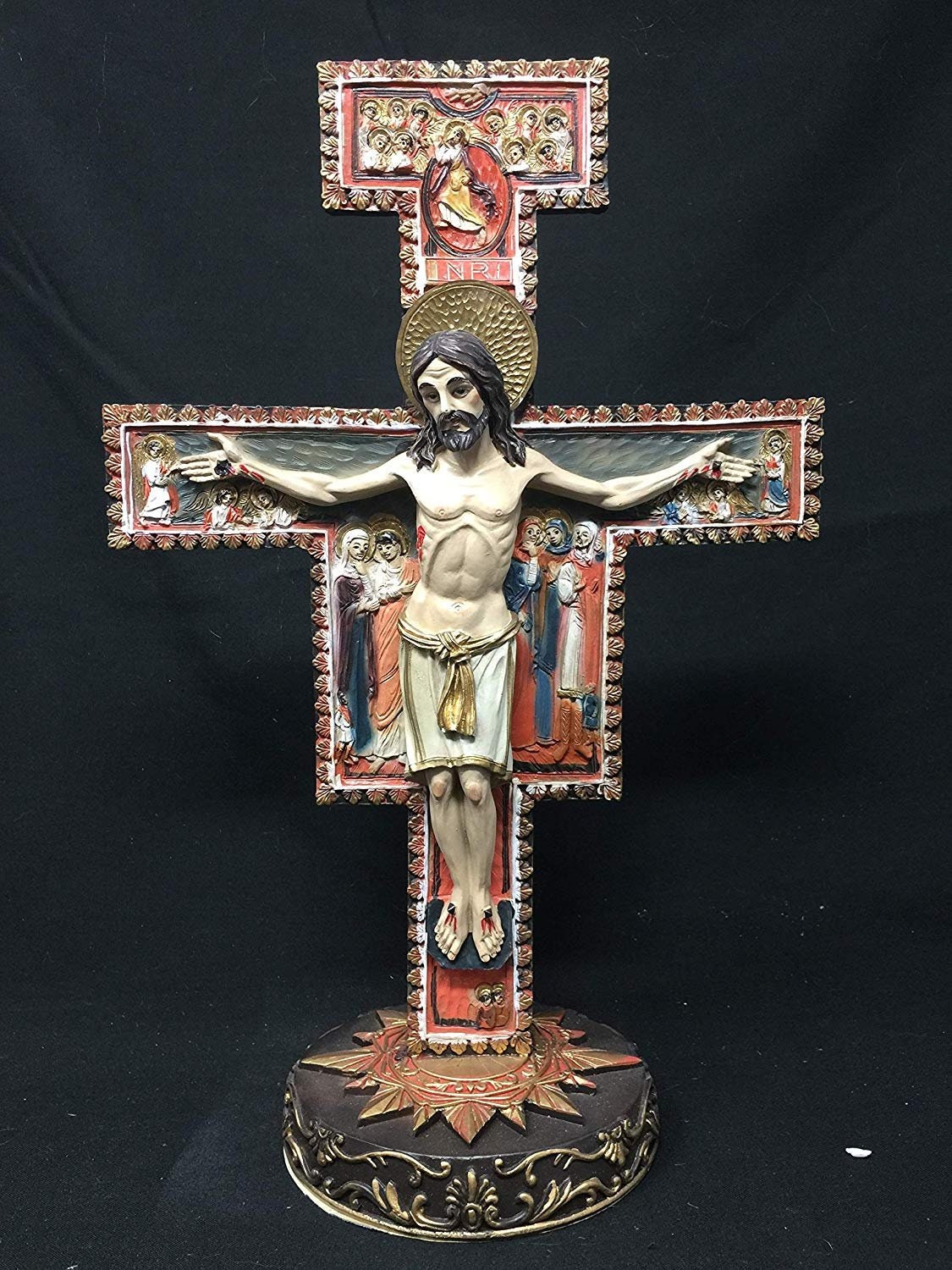 Freestanding Saint Francis Crucifix Jesus Christ Cross San Damiano Religious Ornament-Osiris Craftworks