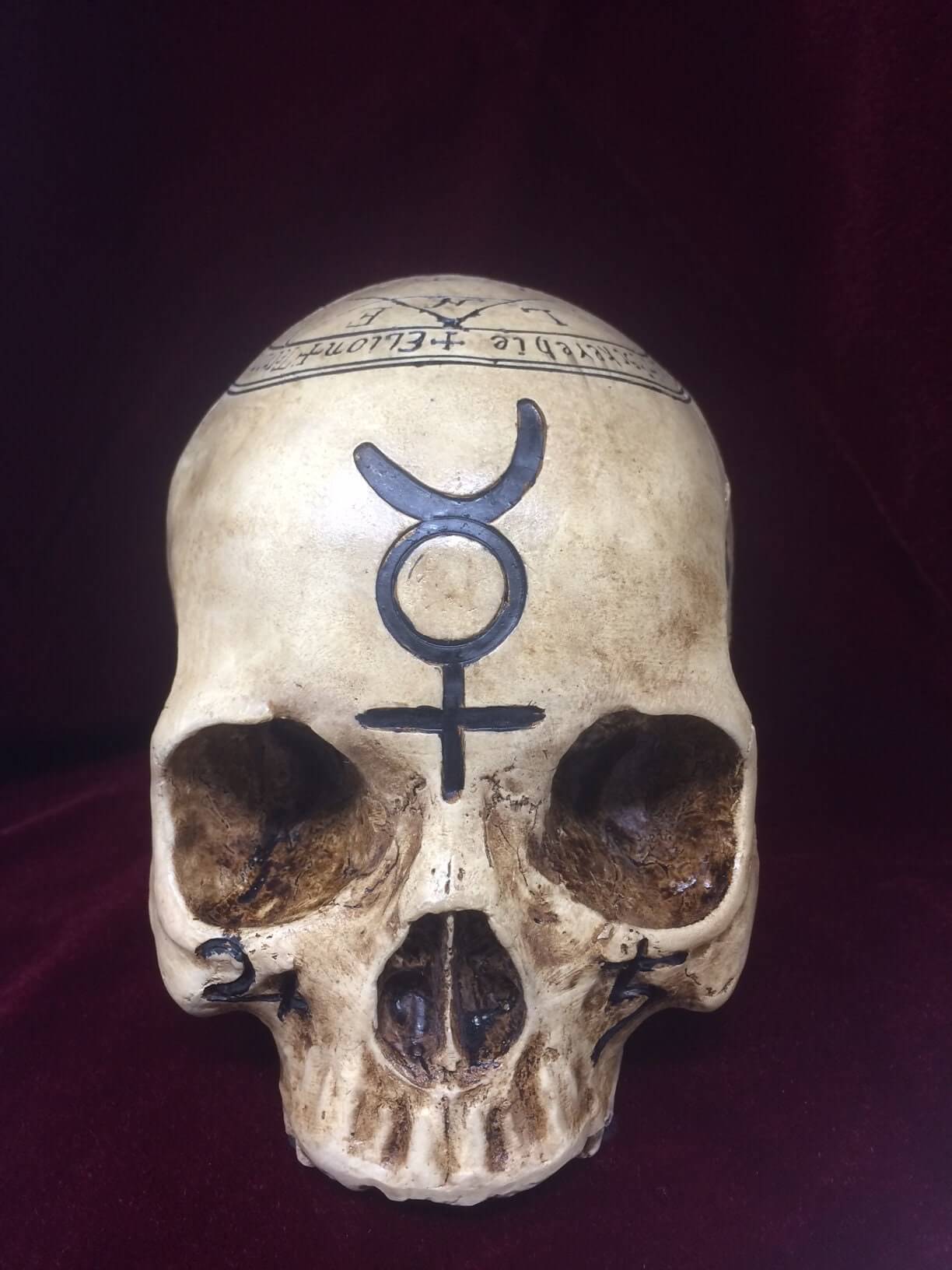 Ancient Mystique Witchcraft Skull | Wiccan Pagan Altar Sculpture | Esoteric Occult Decor | Symbolic Ornament | Unique 18cm Spiritual Gift-Osiris Craftworks