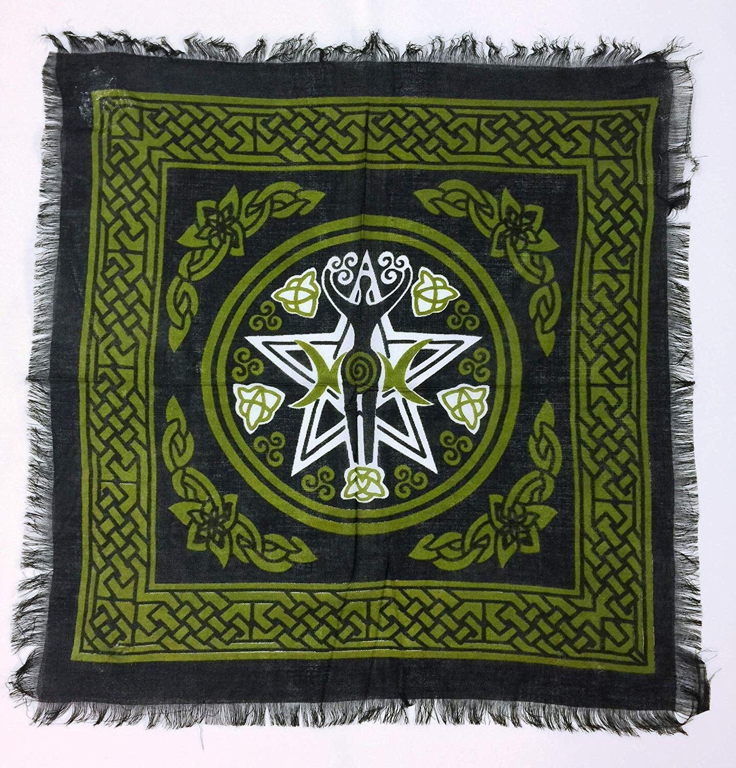 Enchanted Celtic Triple Moon Altar Cloth | Wiccan Goddess Tapestry | Sacred Pagan Tarot Decor | 100% Cotton Wall Hanging | 50x50cm-Osiris Craftworks