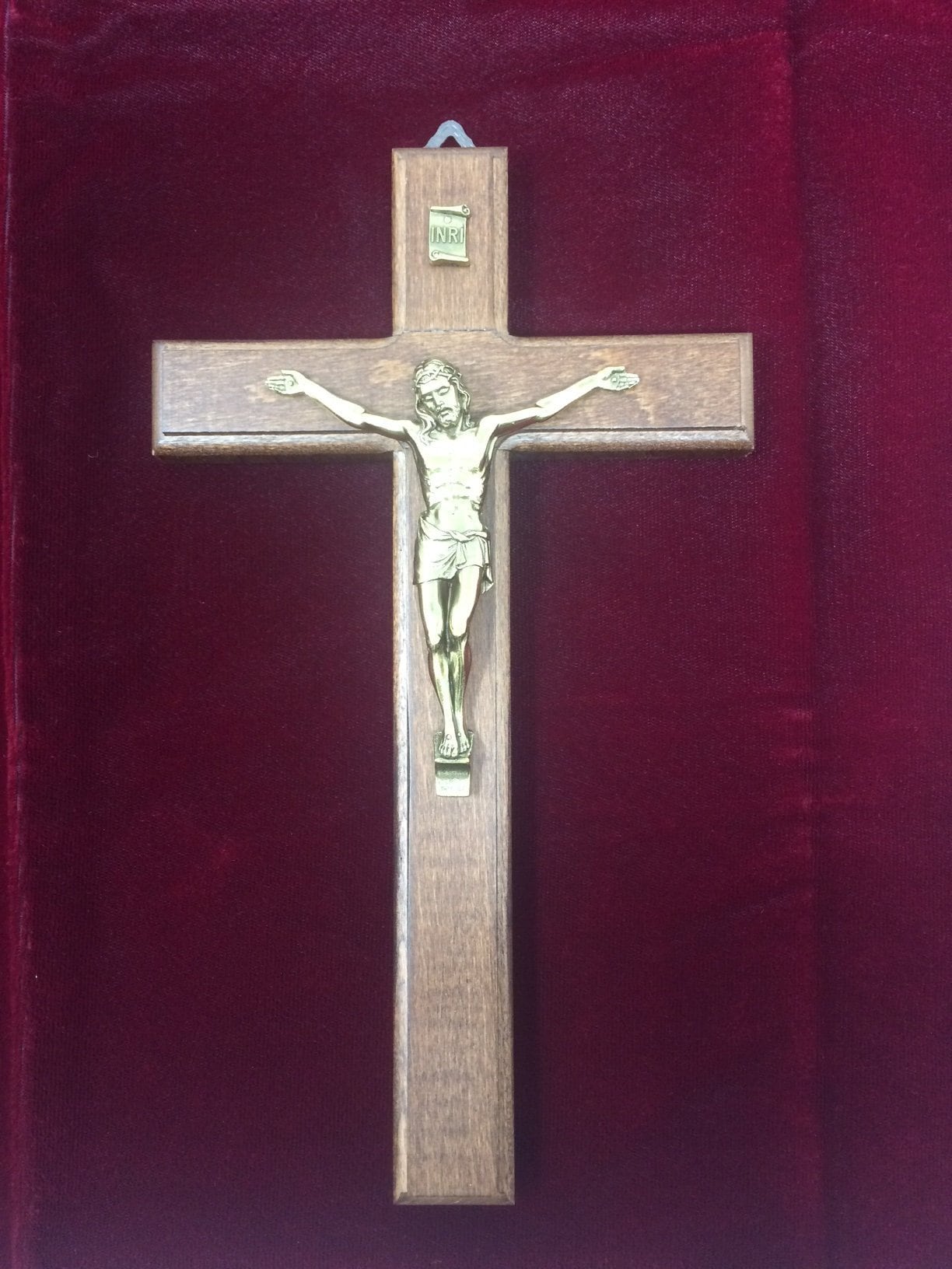 Classic Wooden Crucifix with Brass Corpus Christi - Spiritual Jesus Christ Wall Hanging Cross, Religious Ornament, Sacred Christian Decor-Osiris Craftworks