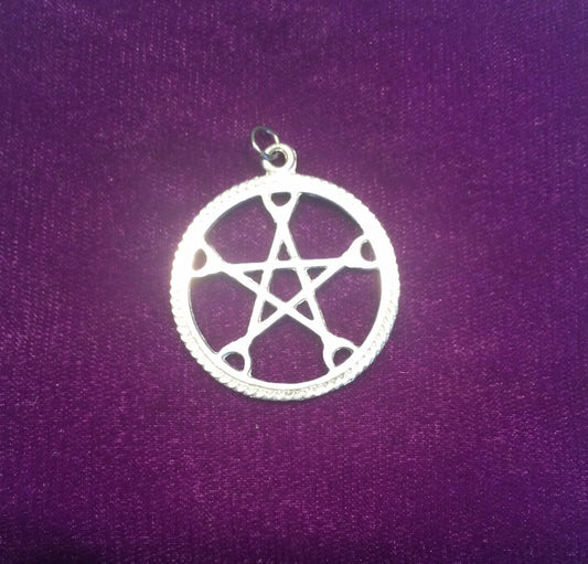 Pentacle with Crescent Moon Pendant Talisman Amulet