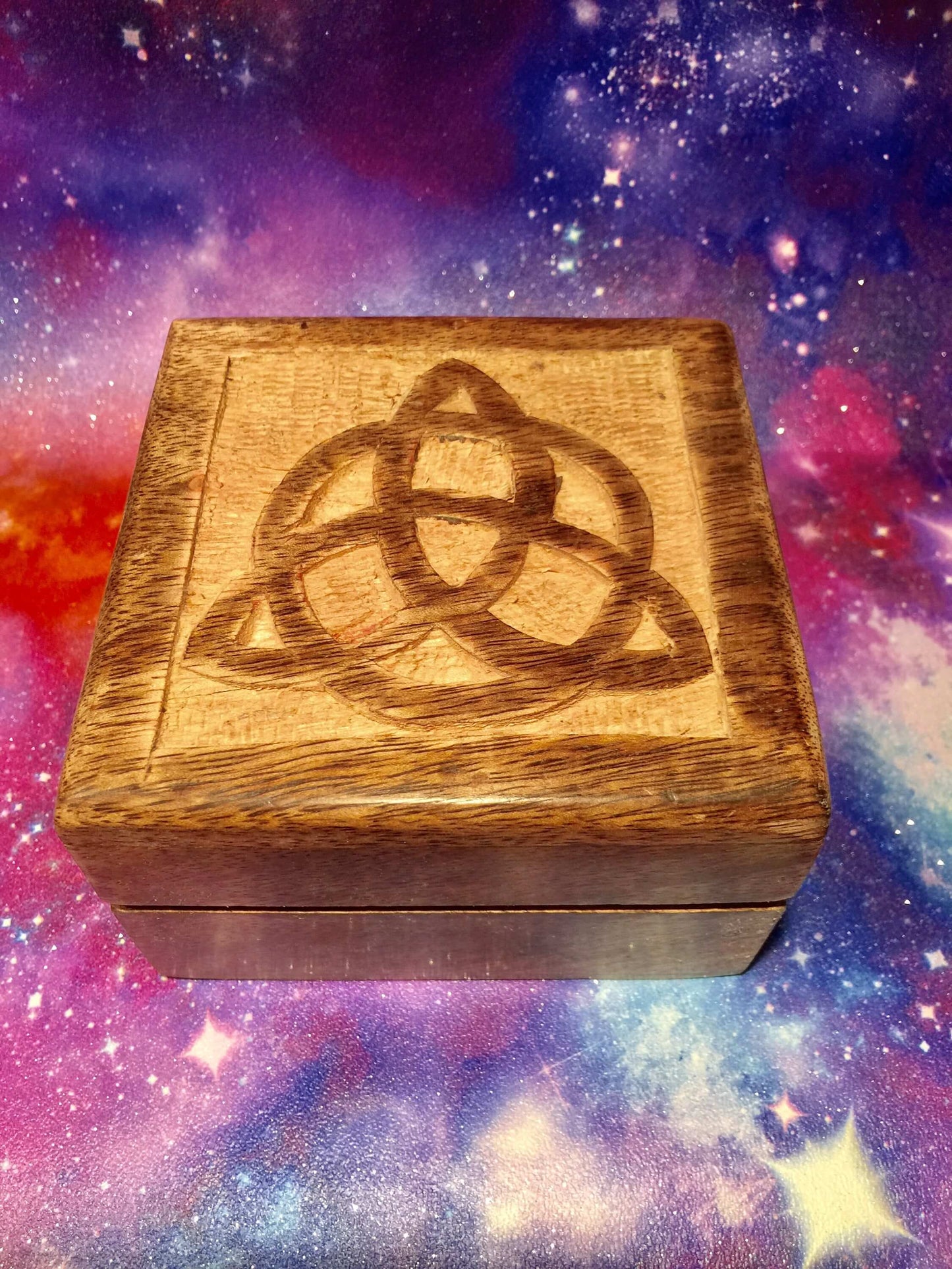 Coffret à bijoux en bois de style celtique Triquetra Décor païen Wiccan