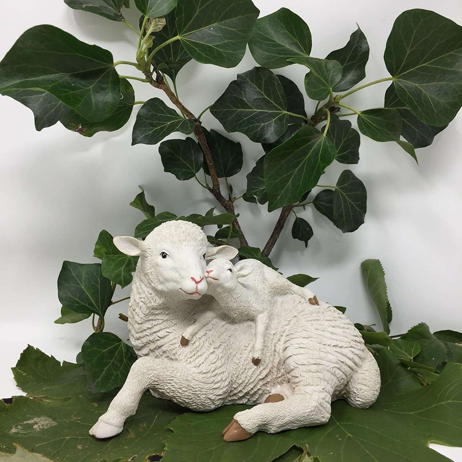 Adorable Resin Sheep and Lamb Statue, Farm Animal Garden Ornament, Rustic Patio Sculpture, Charming Lawn Decor, Countryside Mother Figurine-Osiris Craftworks