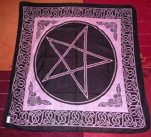 Mystic Pentagram Altar Cloth | 100% Cotton Wiccan Tarot Fabric | Magical Pagan Ritual Cover | 100cm Handcrafted Design-Osiris Craftworks