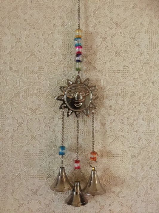 Chrome Effect Sun Wind Chime Wiccan Pagan Wall Hanging-Osiris Craftworks