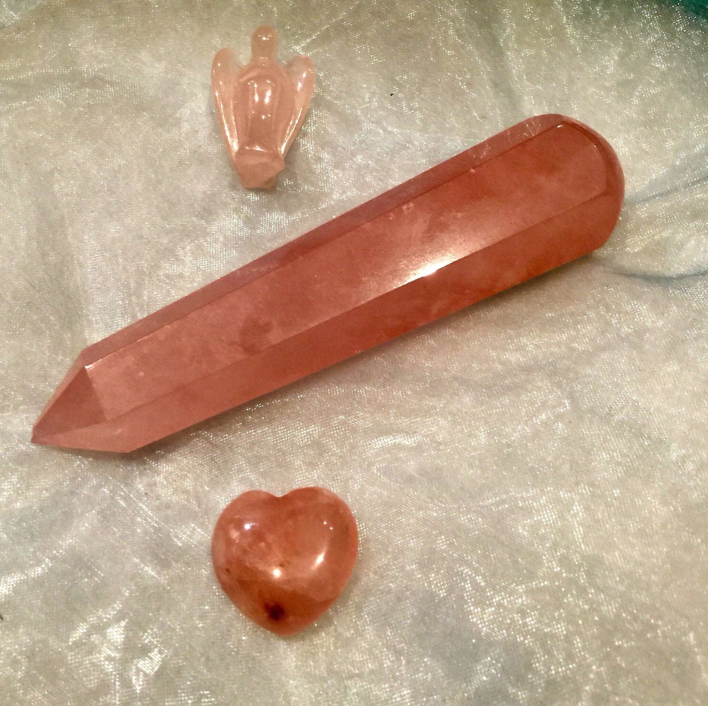 Crystal Healing Set Rose Quartz Heart Angel and Wand-Osiris Craftworks