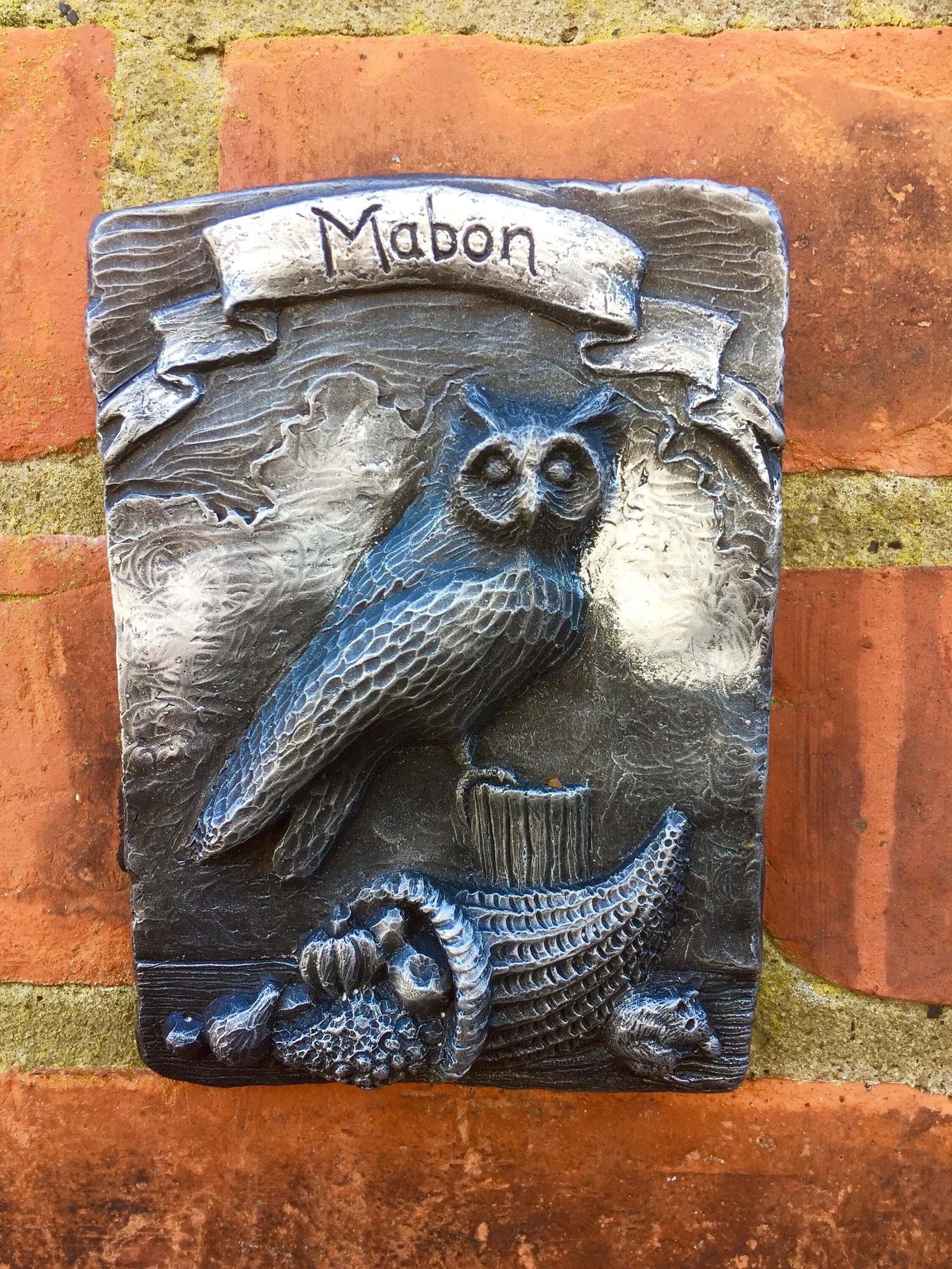 Mabon Owl Sabbat Silver Coloured Wall Plaque Pagan Wiccan Sculpture Ornament-Osiris Craftworks