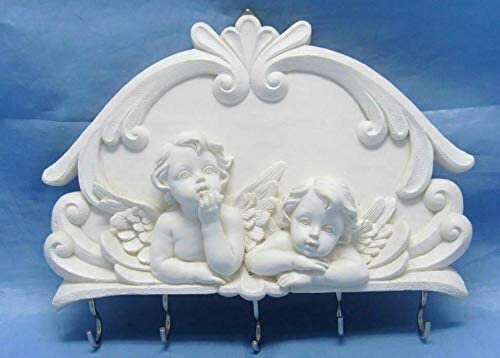 Art Deco Cherub Key Holder, Wall Hanger with Angelic Figures, Heavenly Inspired Ornament, Divine Cherubs Organizer, Angelic Entryway Decor-Osiris Craftworks