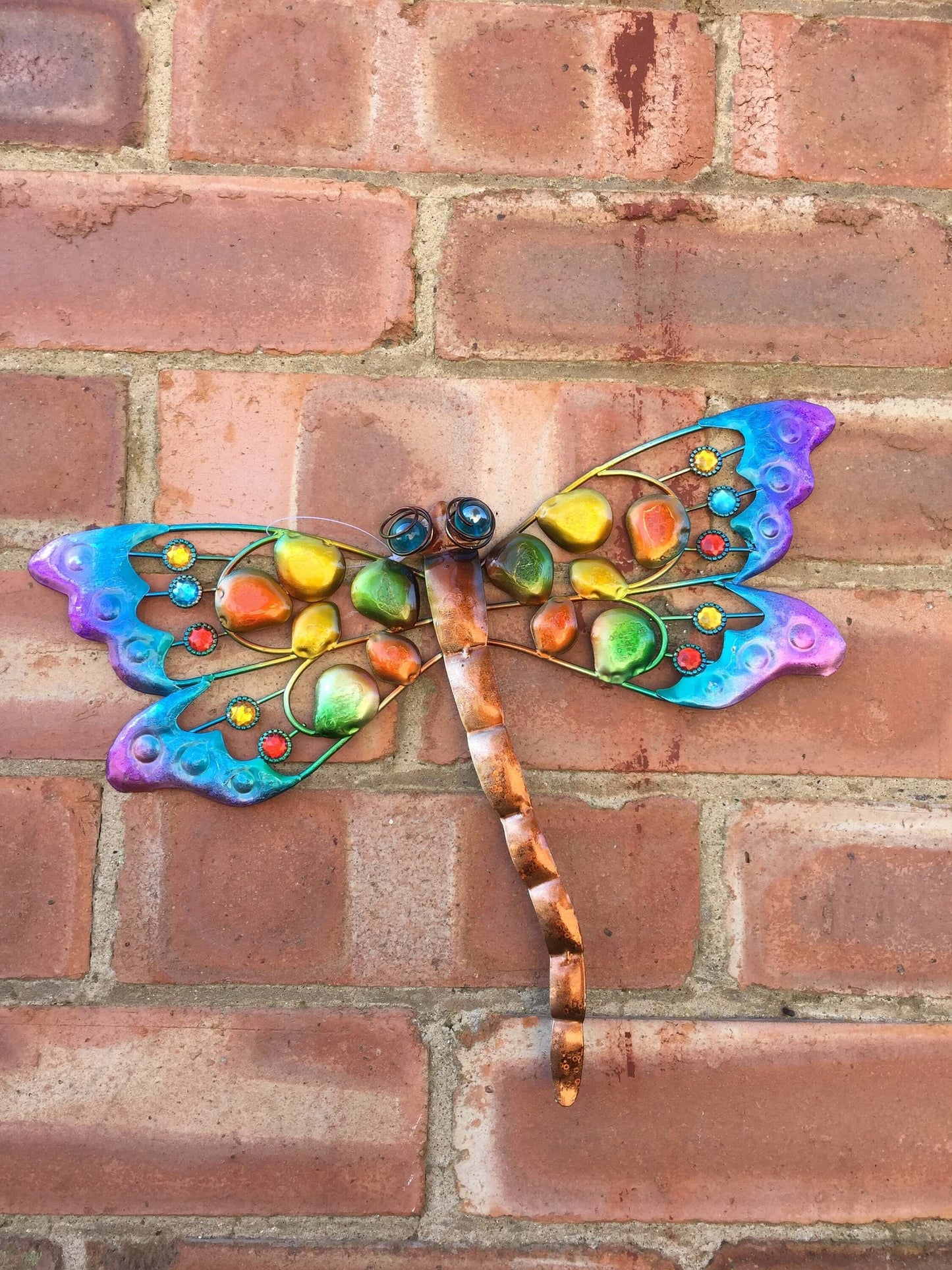 Metal Wall Decor Colourful Dragonfly Indoor Bathroom Kid's Room or Outdoor Garden Yard Art Wall Sculptures-Osiris Craftworks