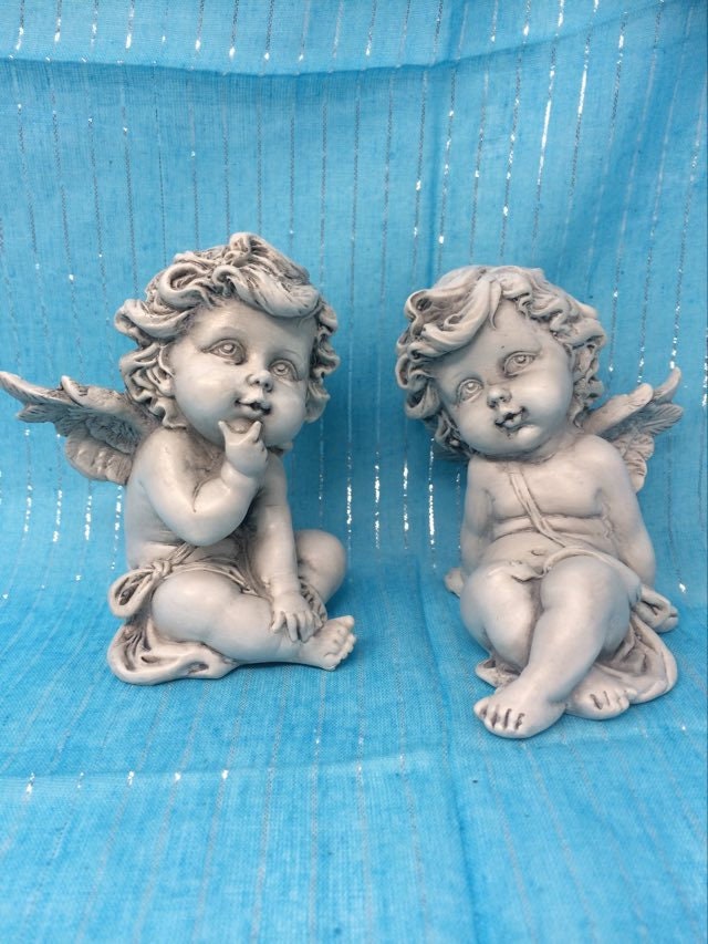 Serene Guardian Angel Cherub Pair Figurine - Divine Companions for Home Decor & Spiritual Protection"-Osiris Craftworks