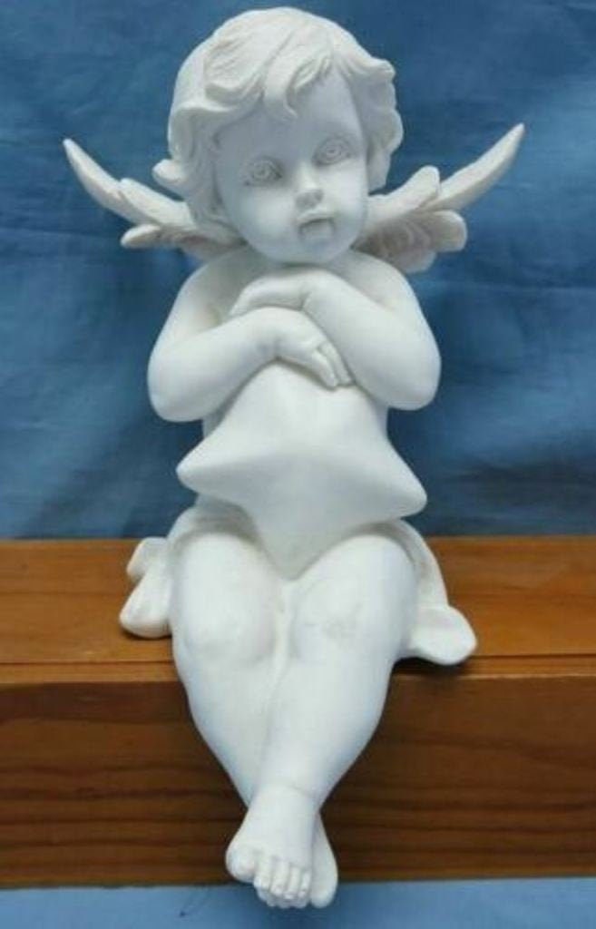 Adorable Cherub Angel Shelf Sitter Figurine - Handcrafted Resin Shelf Decor - Guardian Angel Decoration - Perfect Gift for Loved Ones-Osiris Craftworks