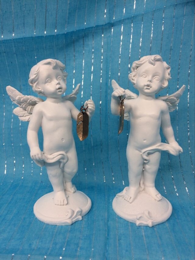 Pair of Guardian Angel Figurine Wishing Cherubs Statue Ornament Sculpture Gift-Osiris Craftworks