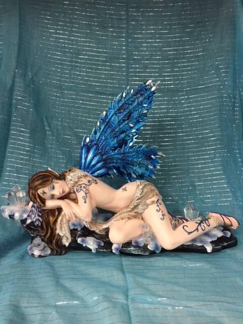 Enchanted Crystal Slumber Fairy Figurine - Mystical Fairy Sculpture, Fantasy Decor, Magical Winged Nymph, Ethereal Home Accent Mystical Gift-Osiris Craftworks